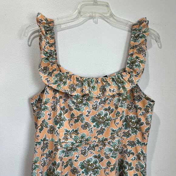 Ann Taylor Floral Ruffle Strap Midi Dress Size 14 Pink Green Spring - Picture 8 of 10